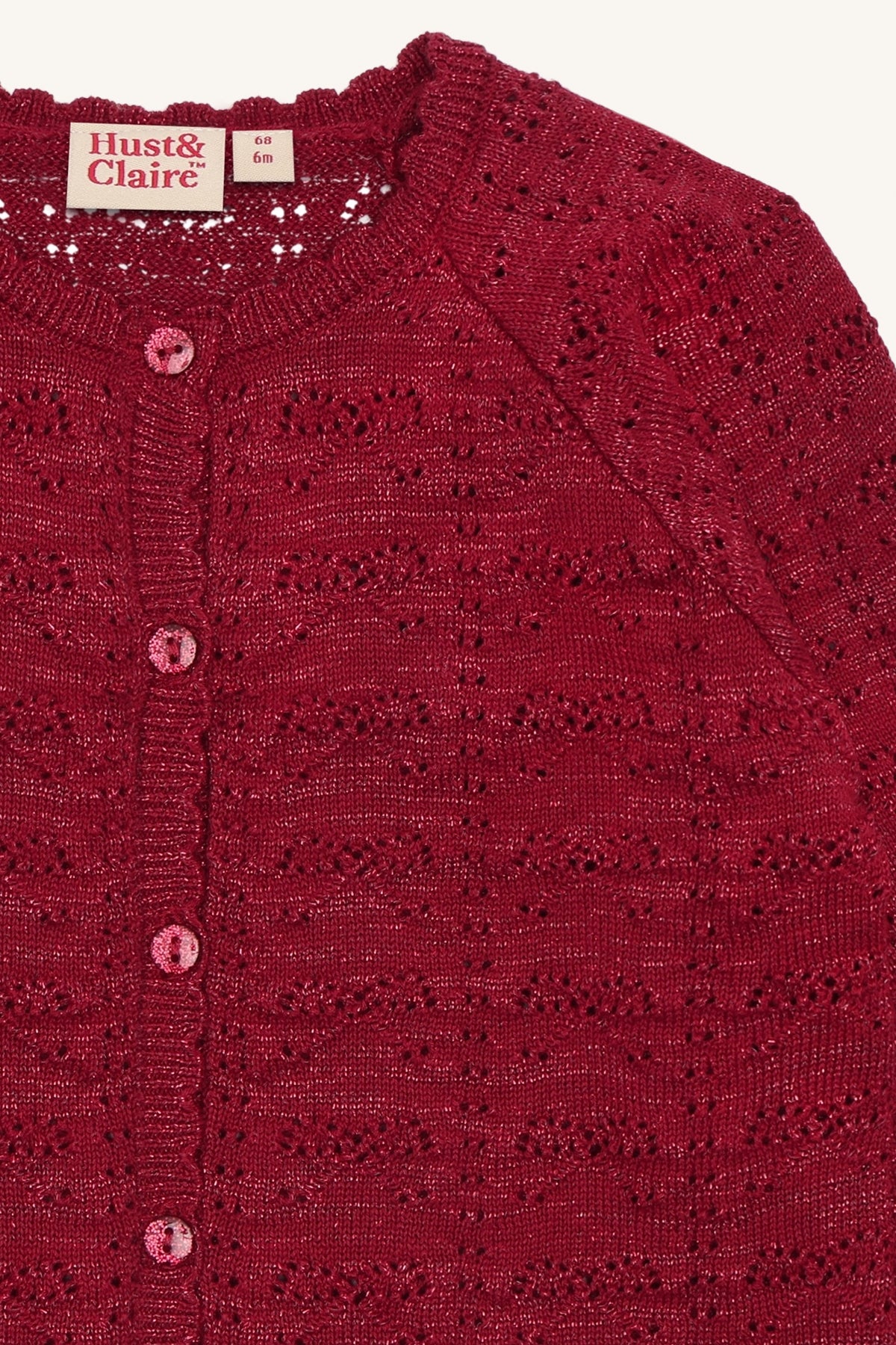 Hust & Claire Cilja Ajour-Strickjacke mit Glitzer in Teaberry, Ansicht 4