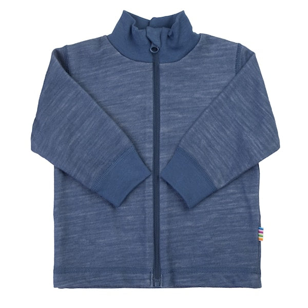 Joha Merinowolle Cardigan in Dunkelblau aus 100% Wolle mit Kragen und Reissverschluss für Babys und Kinder im Bärechind Winterthur Schweiz