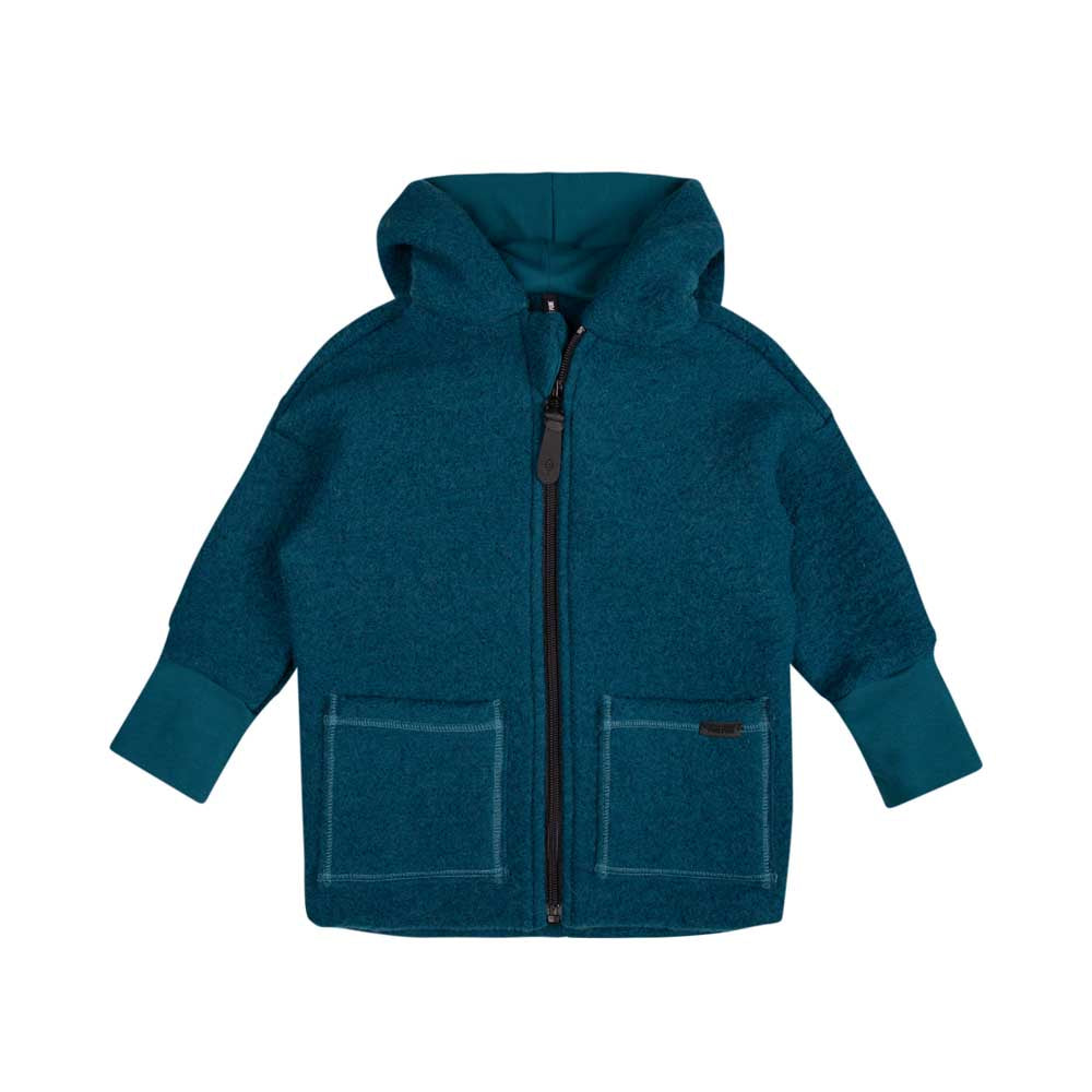Pure Pure Wollwalk Kapuzenjacke in Petrol aus 100 % Wolle für Babys und Kinder im Bärechind Winterthur Schweiz