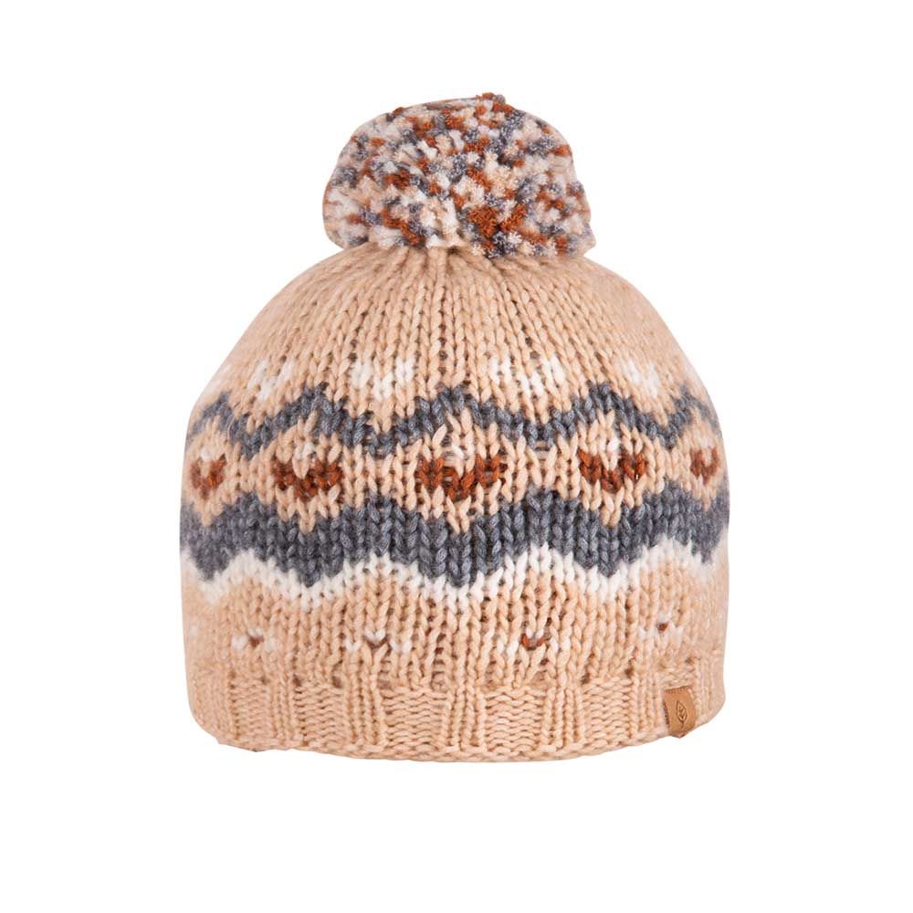 Bommel-Mütze in der Farbe almond von Pure Pure by Bauer – exklusiv erhältlich im Bärechind in Winterthur. Strickmütze aus GOTS-zertifizierten Bio-Naturfasern.