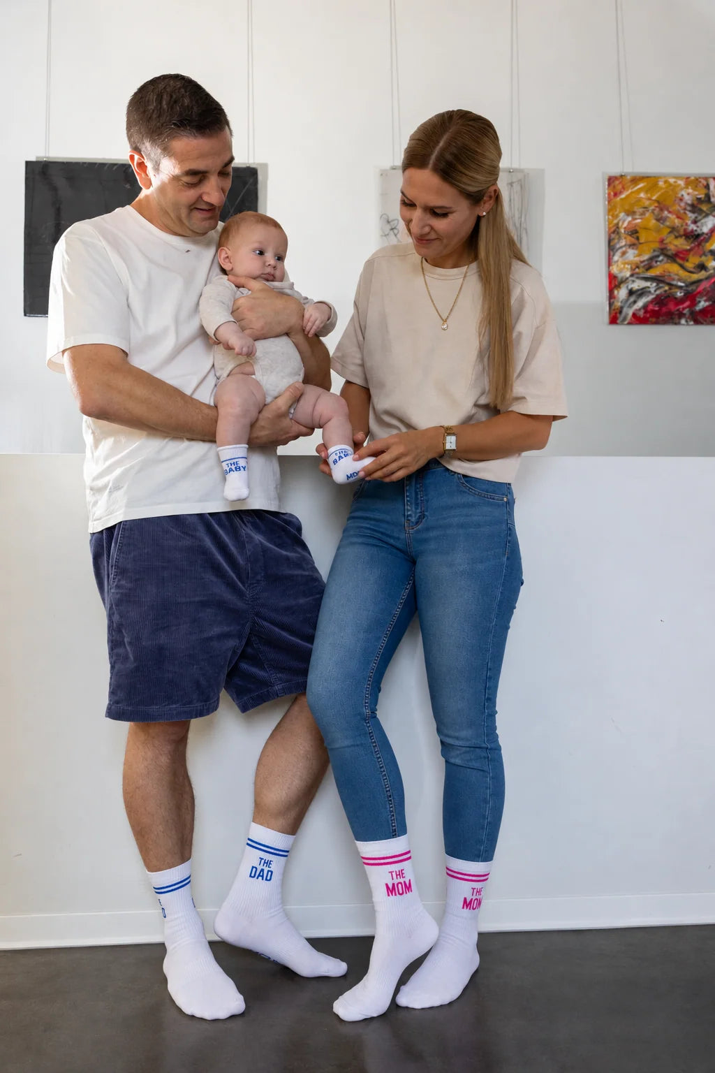 My Day My Dream Babysocken The Baby Blau zusammen mit The Mom und The Dad