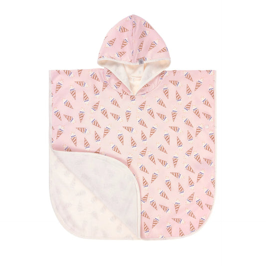 Rosa Kinder Badeponcho mit Ice Cream Muster von Lässig bei Bärechind Winterthur Zürich Schweiz