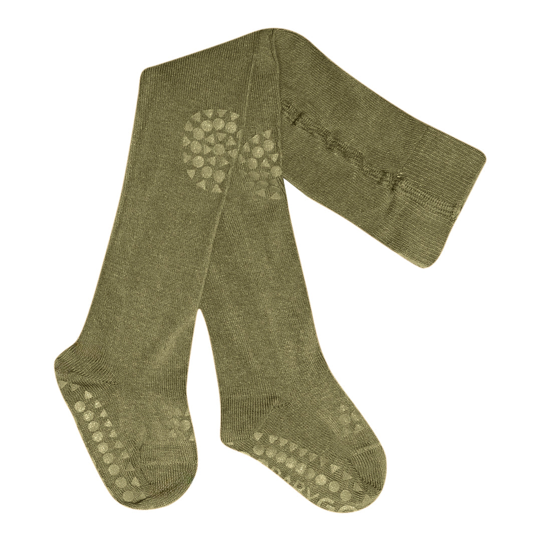 GoBabyGo Bambus Krabbel-Strumpfhose deep lichen mit Anti-Rutsch-Noppen – im Bärechind Winterthur, Zürich, Schweiz erhältlich