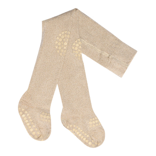 GoBabyGo Bambus Krabbel-Strumpfhose glitter champagne mit Anti-Rutsch-Noppen – im Bärechind Winterthur, Zürich, Schweiz erhältlich