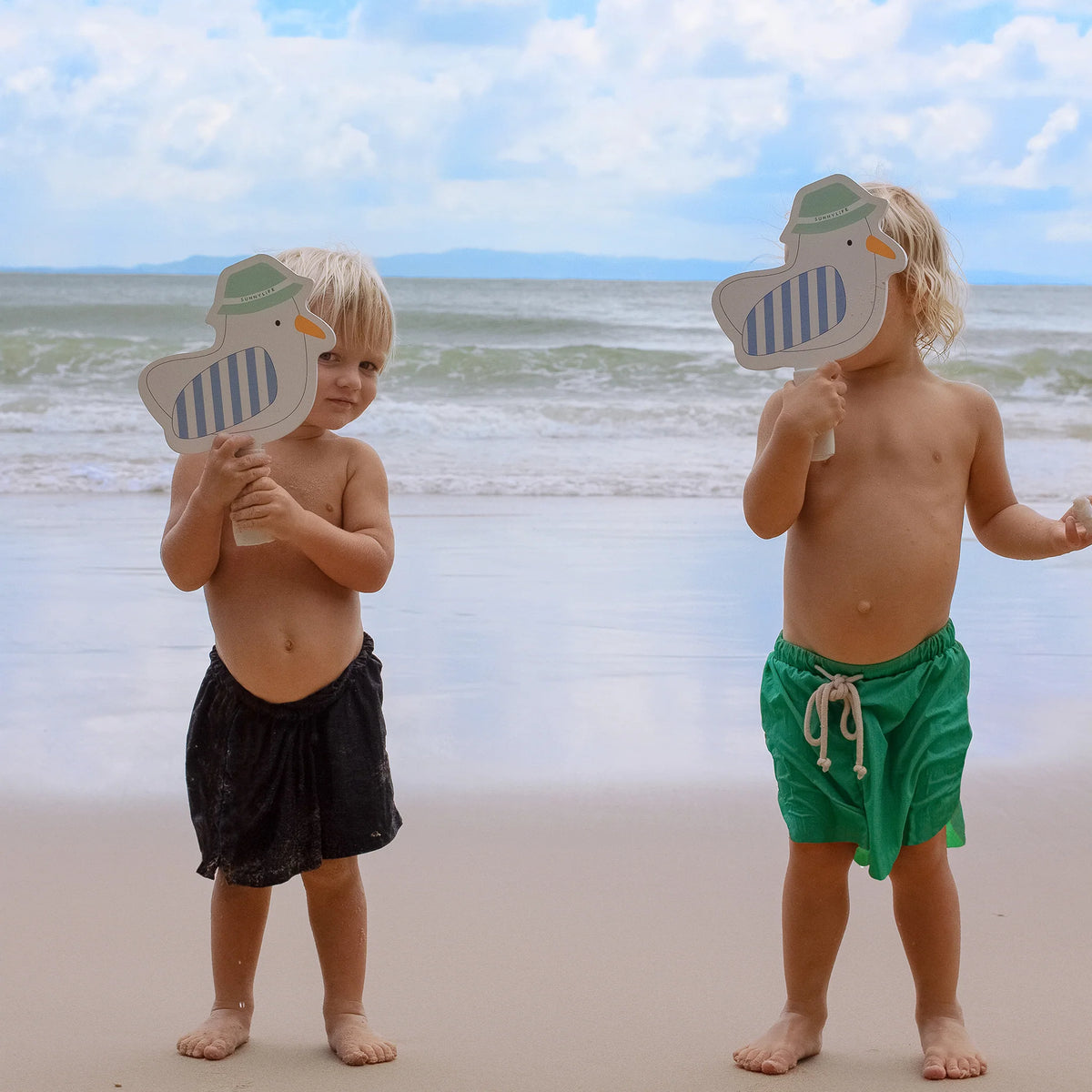 Kinder-Strandschläger Set – Sid die Möwe Blue Stripe