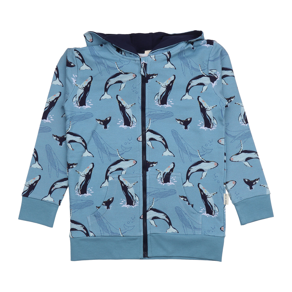 Kapuzenjacke mit Wal-Print aus Bio-Baumwolle – erhältlich bei Bärechind in Winterthur, Zürich, Schweiz.