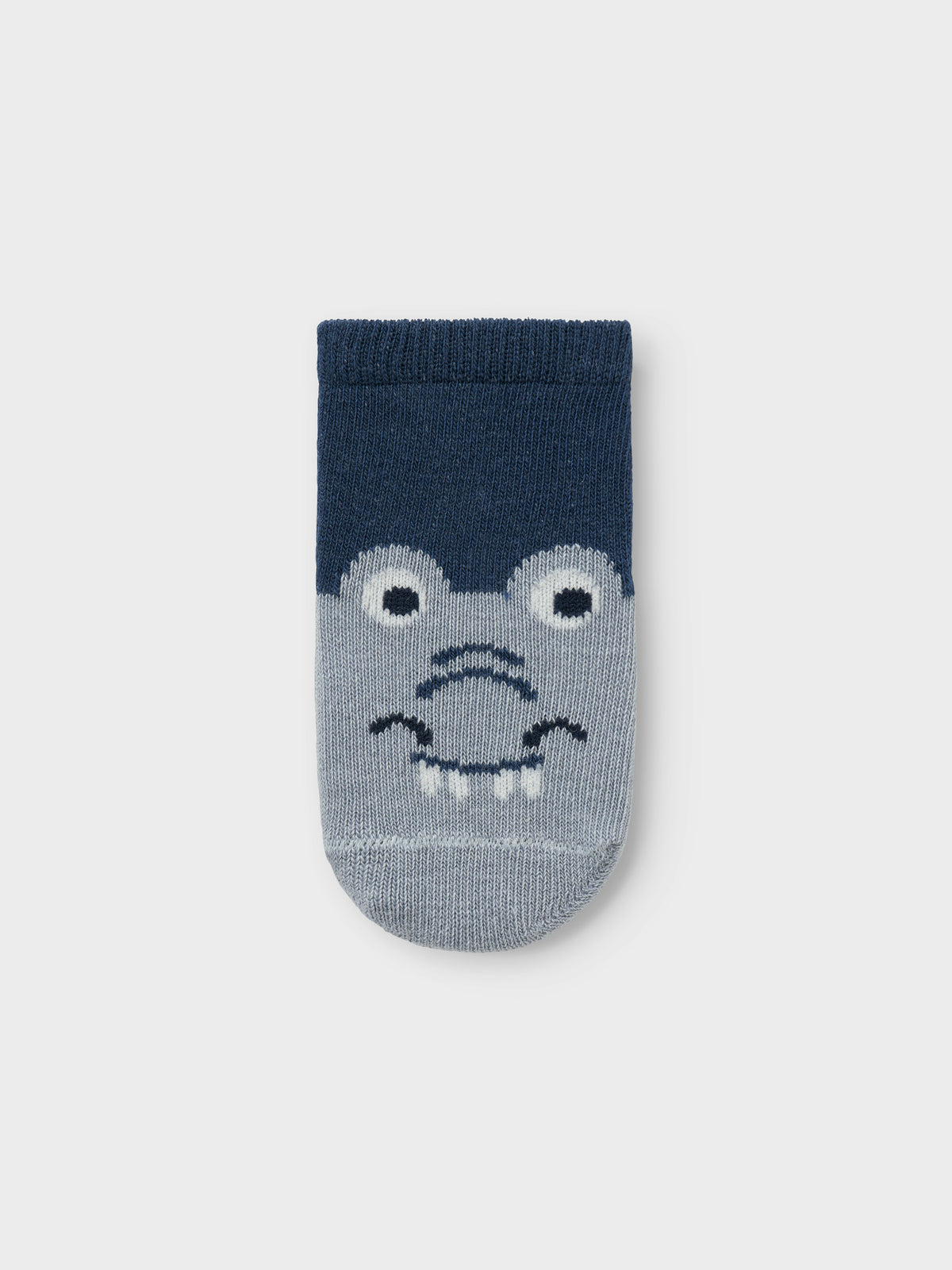Vorderansicht Baby-Socken in Insignia Blue mit Tiermotiv, Bärechind, Winterthur, Zürich Schweiz