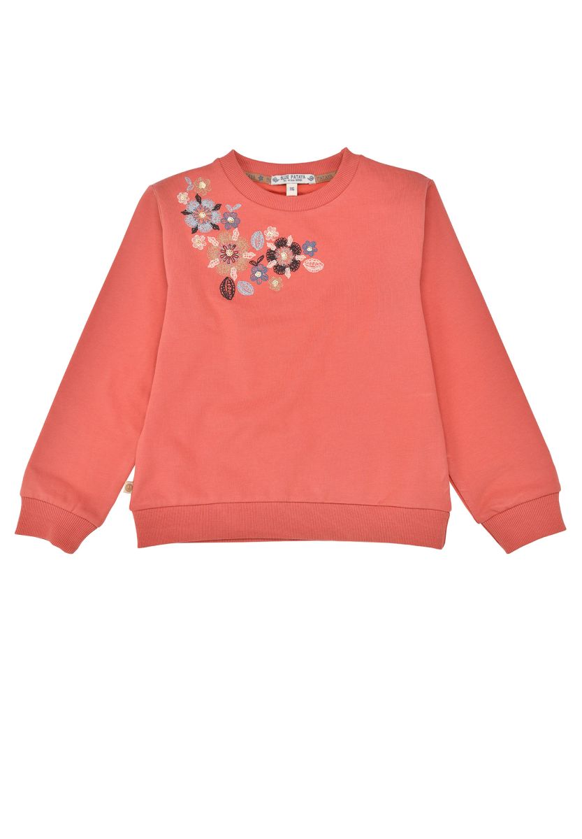 Bondi Baumwoll Sweatshirt in Terra mit farbiger Blumenstickerei bei Bärechind Winterthur Zürich Schweiz