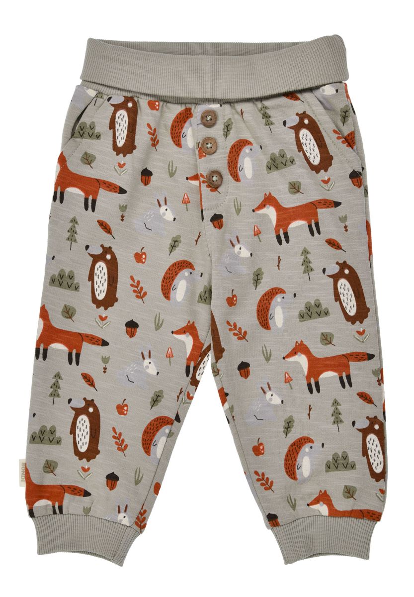 Bondi Jogginghose für Babys und Kinder in Grau mit Waldtier Print bei Bärechind Winterthur Zürich Schweiz
