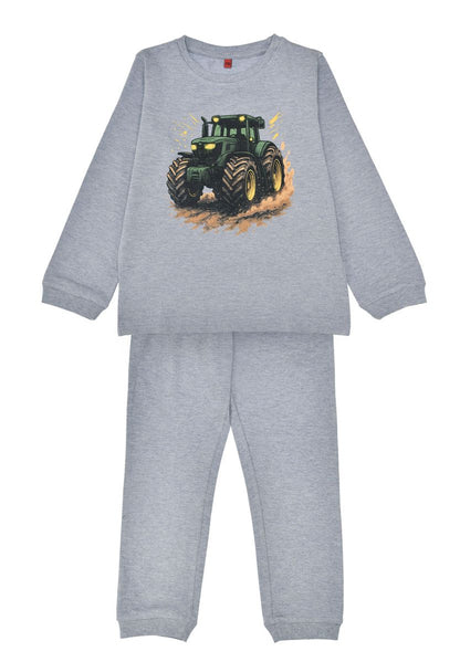 Bondi Kinderschlafanzug in Grau mit Traktorprint und langer Hose im Bärechind Winterthur Schweiz