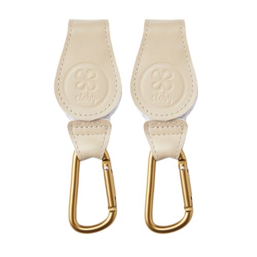 Cloby Kinderwagen Clips mit Karabiner aus Kunstleder in Beige