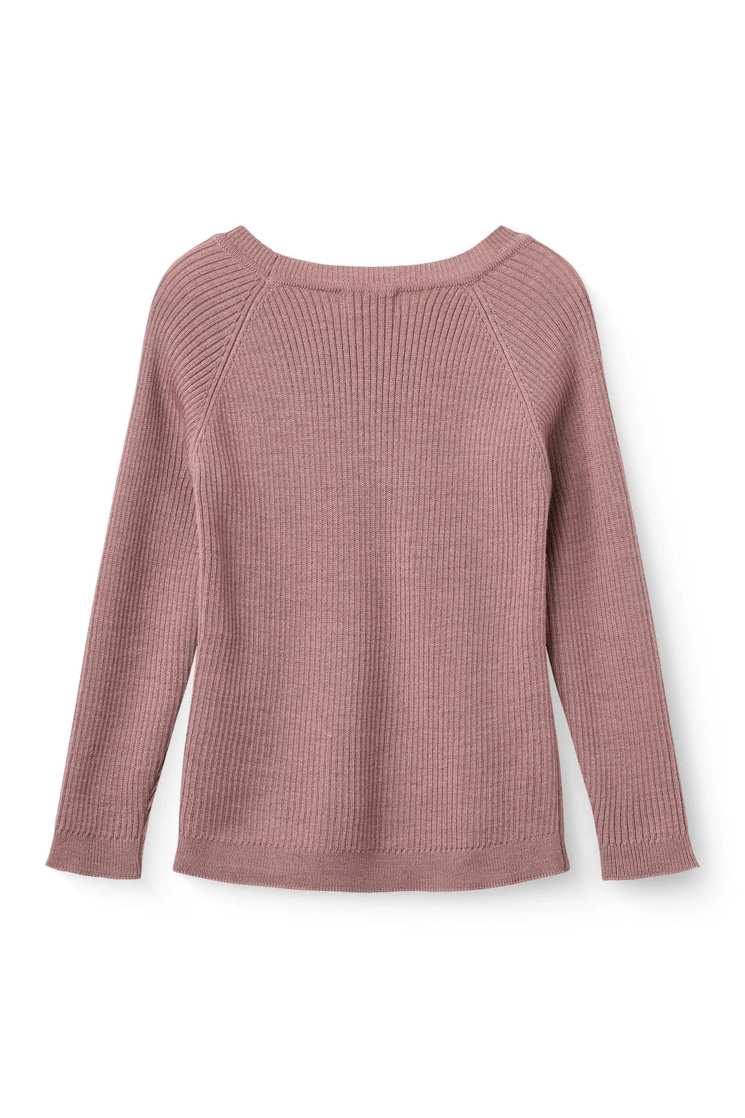 Copenhagen Colors Ripp Wollpullover aus 100% Merinowolle in Winter Rose, Rückansicht, Bärechind Winterthur, Zürich, Schweiz.