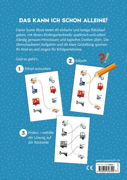 Rätselseite aus dem Coppenrath Kindergartenblock Feuerwehr & Polizei, Rätsel ohne Text