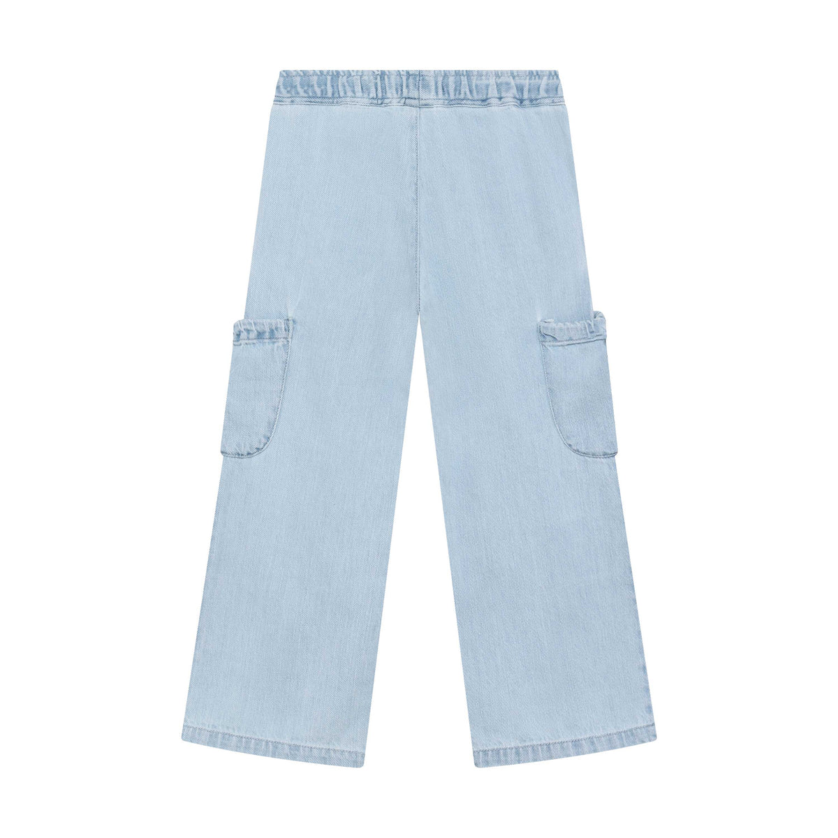 Rückansicht der Daily7Kids Denim Cargo Hose in Hellblau für Kinder
