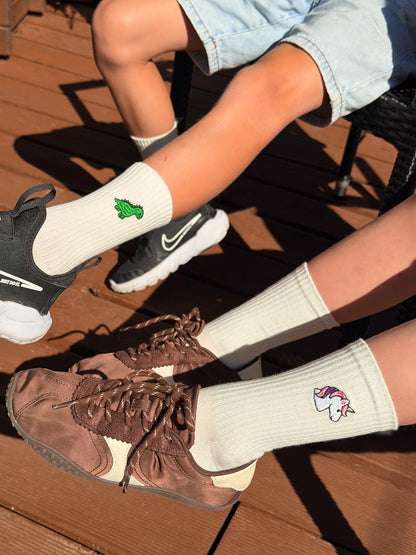 My Day My Dream Kindersocken Dinosaurier und Einhorn nebeneinander
