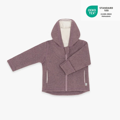 Emma & Noah Wollwalk Jacke Essential Berry aus 100 % Merinowolle im Bärechind Winterthur