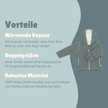 Vorteile der Emma & Noah Wollwalk Jacke Essential Mint aus Merinowolle
