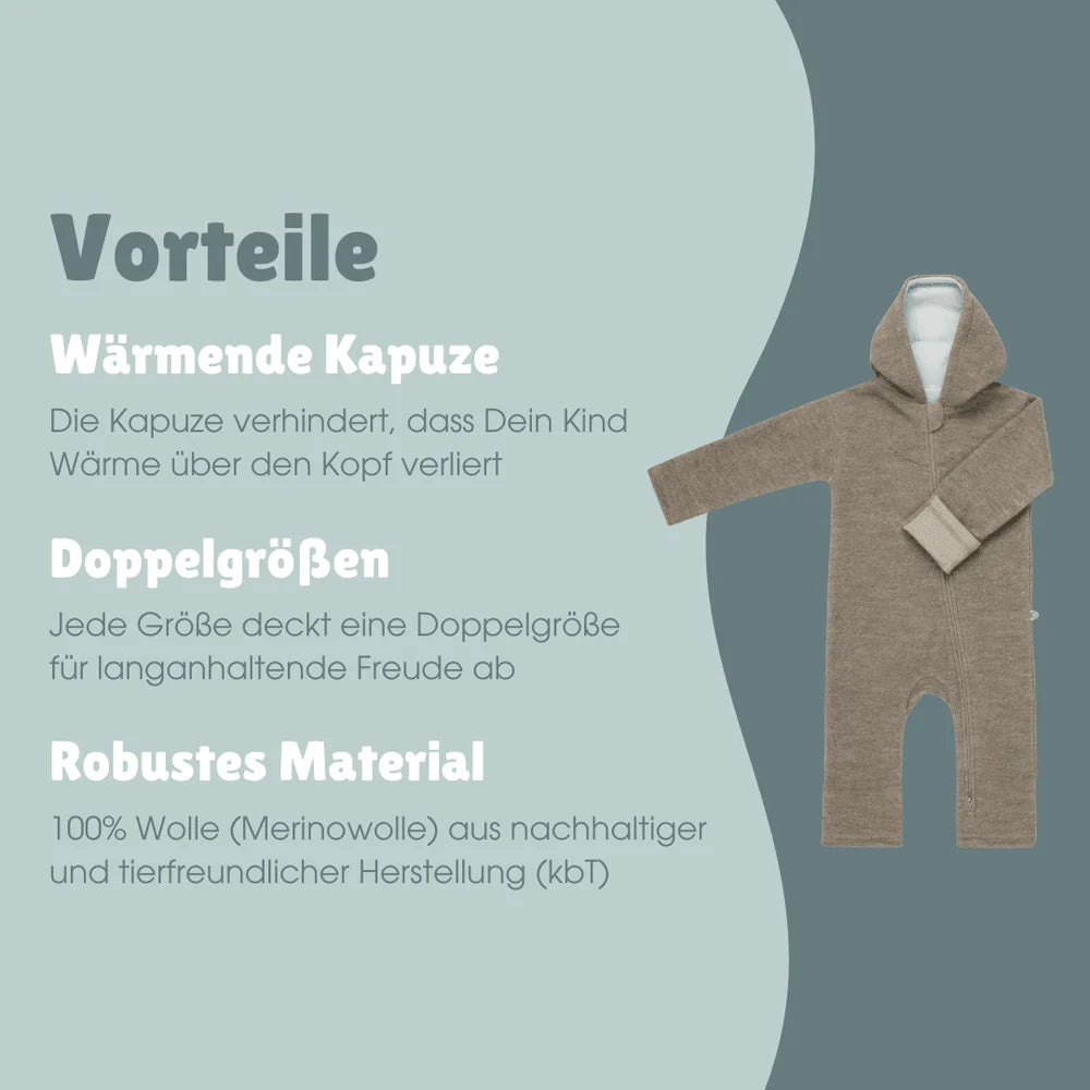 Vorteile des Emma & Noah Wollwalk Overalls Essential Beige aus 100% Merinowolle