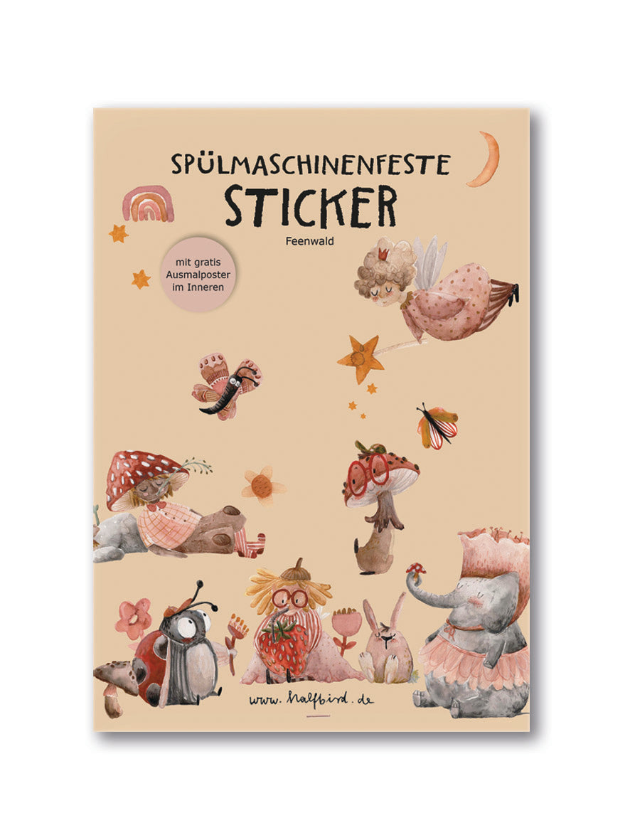 Halfbird Sticker „Feenwald“ kaufen im Bärechind Winterthur – spülmaschinenfeste Aufkleber für Kinderflaschen, Brotdosen und mehr.