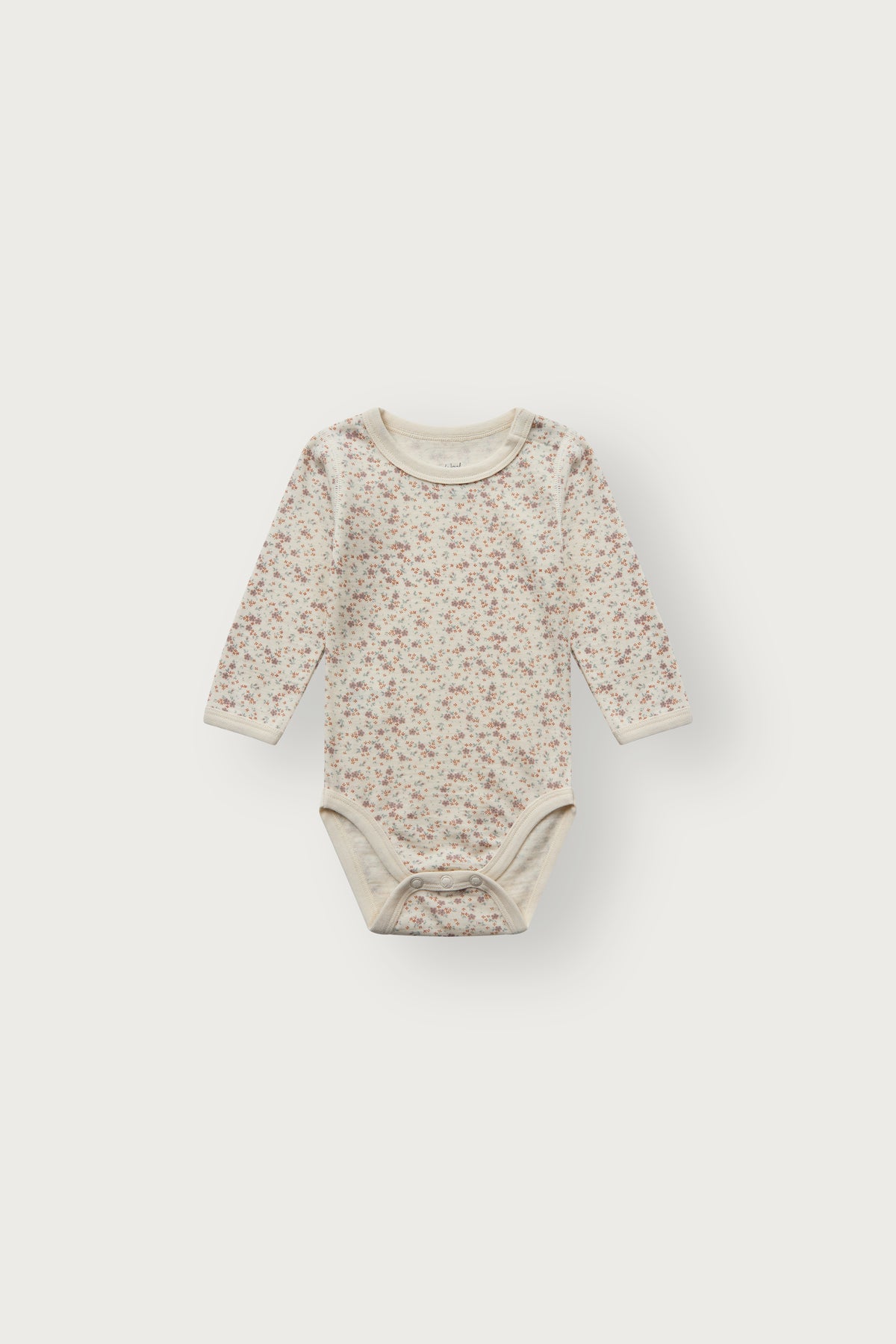 Baloo Merino/Bambus Langarmbody mit Blumenprint in Off White, Vorderansicht