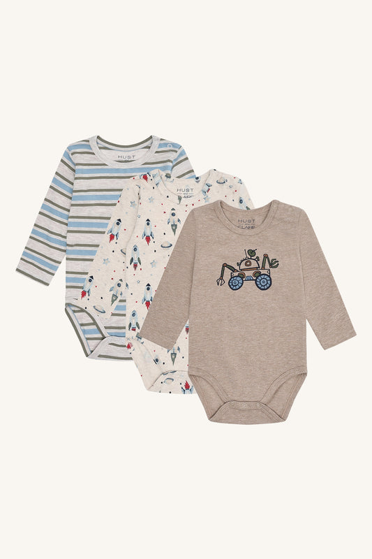 Hust & Claire Bertram Babybody 3er-Set Wheat Melange mit drei langärmligen Bodies, Bärechind Winterthur