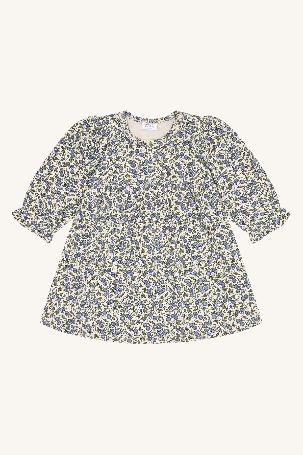 Hust & Claire Kis Flora Babykleid in Atmosphere mit blauem und gelbem Blumenmuster, Bärechind Winterthur Schweiz.