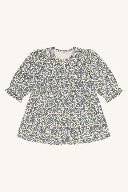 Hust & Claire Kis Flora Babykleid in Atmosphere mit blauem und gelbem Blumenmuster, Bärechind Winterthur Schweiz.