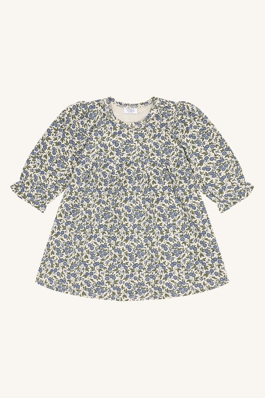 Hust & Claire Kis Flora Babykleid in Atmosphere mit blauem und gelbem Blumenmuster, Bärechind Winterthur Schweiz.