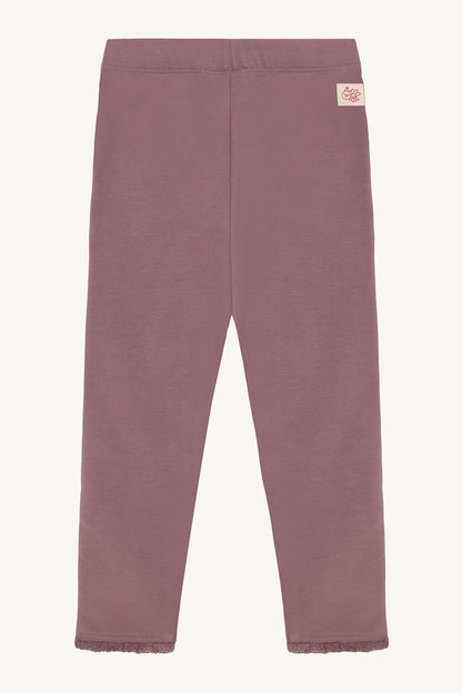 Hust & Claire Lisa gefütterte Leggings in Mauve, Rückansicht mit Markenlabel am Bund