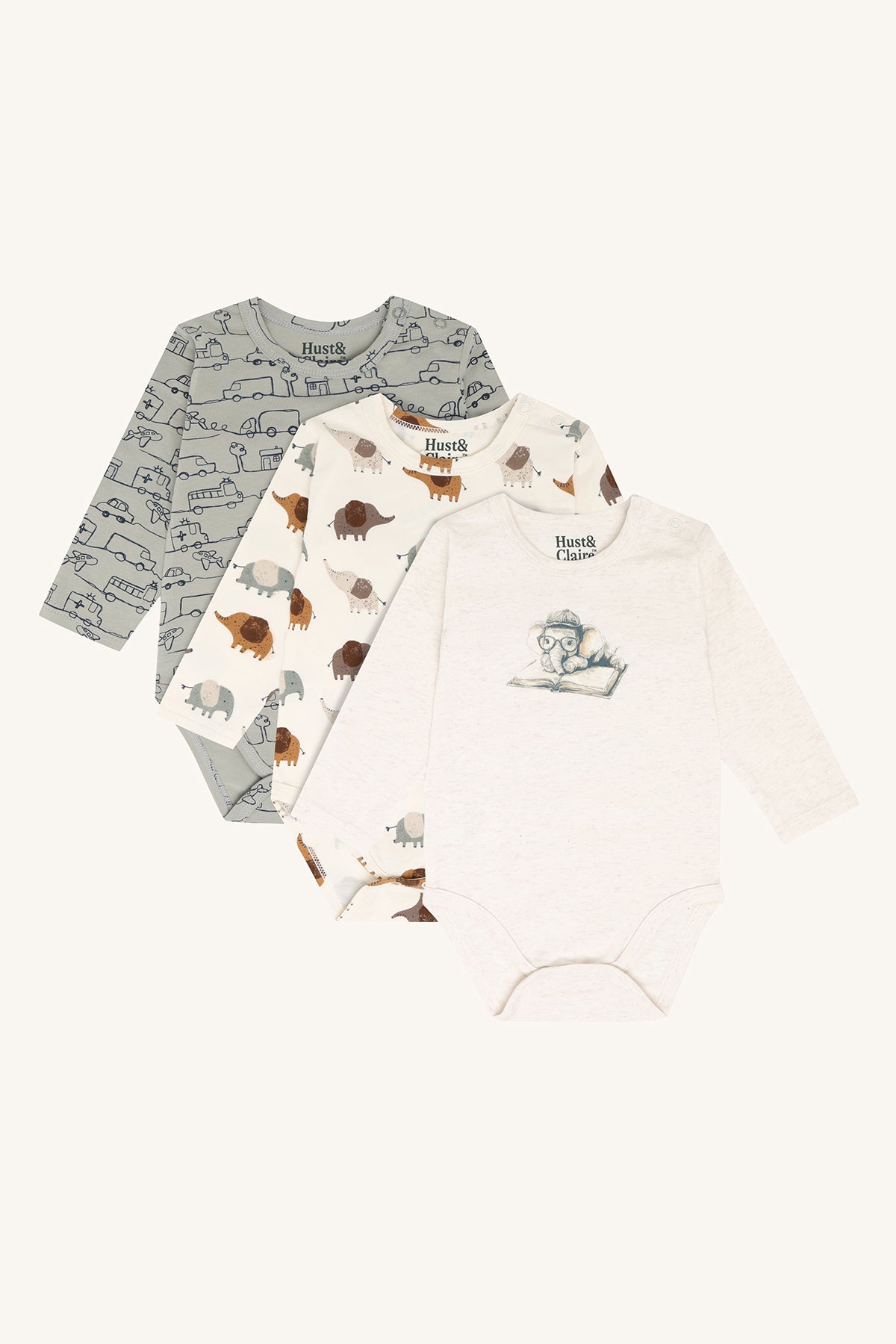 Bertram Elephant Bodys 3er-Pack in Wheat Melange, Vorderansicht