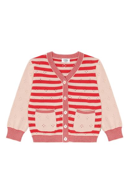 Camilla Jäckli von Hust&Claire im Streifenlook in Rot und Creme, Vorderansicht, Bärechind Winterthur, Zürich, Schweiz.