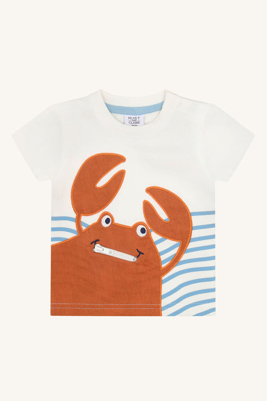 Hust&Claire T Shirt aus Baumwolle in Weiss mit Krebs Motiv im Bärechind Winterthur, Zürich, Schweiz