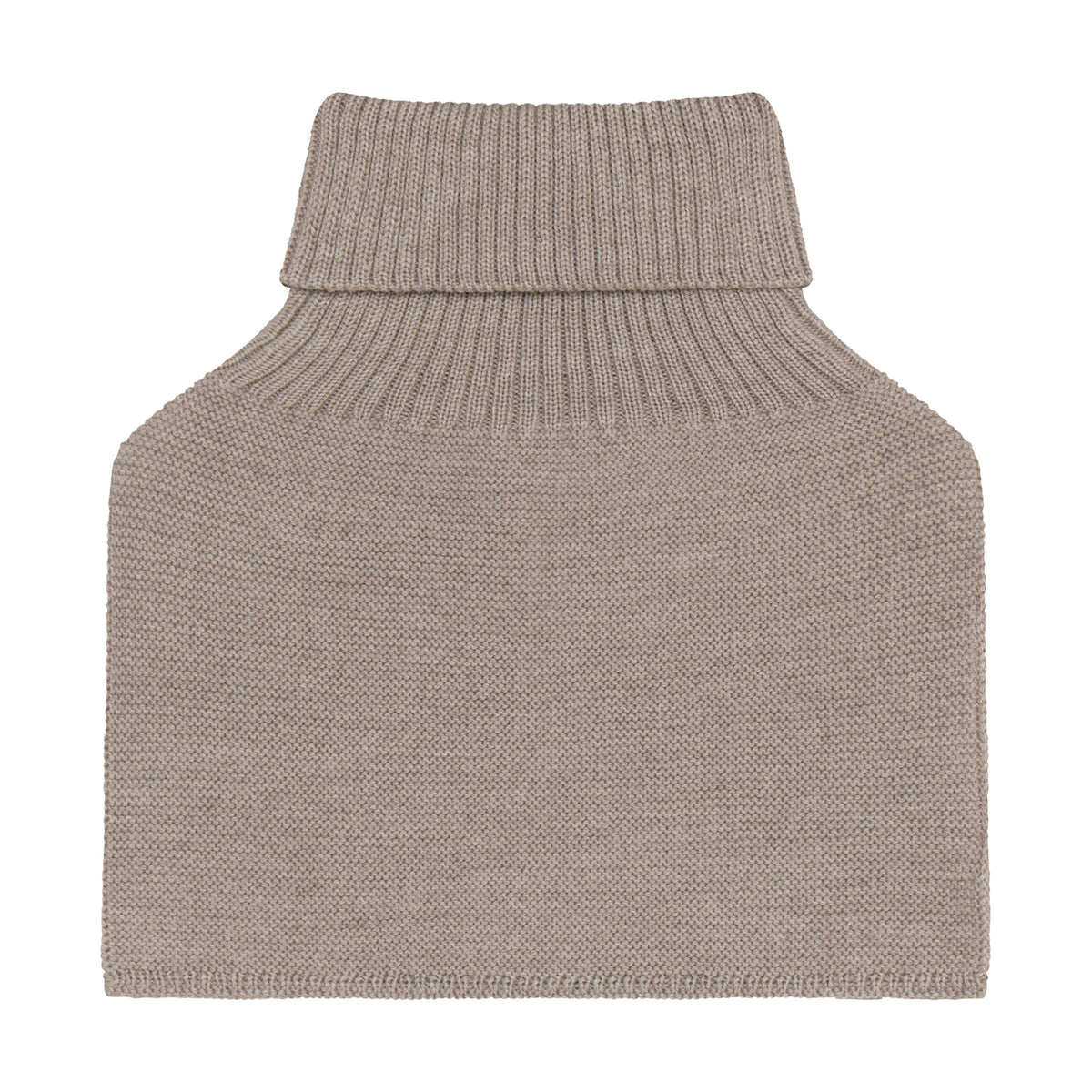 Rückansicht des Merino Halswärmers mit breitem Rollkragen