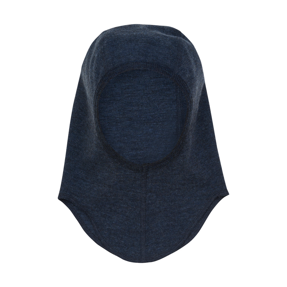Seitenansicht der Merino Schlupfmütze in Navy Melange