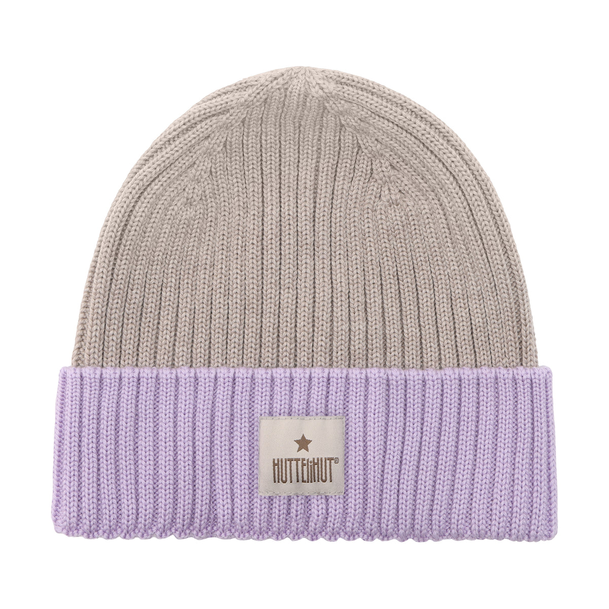 Huttelihut Merino Strickmütze in der Farbe Purple, Vorderansicht