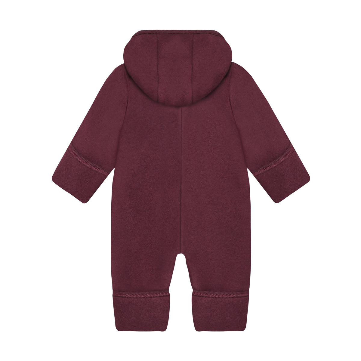 Rückansicht des Merino Wollfleece Overalls in Burgundy