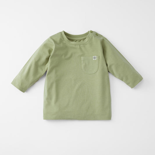 Langarm Kinder Shirt in Grün mit UV-Schutz und Brusttasche