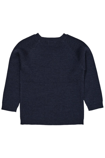 Navy Merino Strickpullover aus Wolle für Kinder, Rückseite, Bärechind Winterthur Zürich Schweiz.