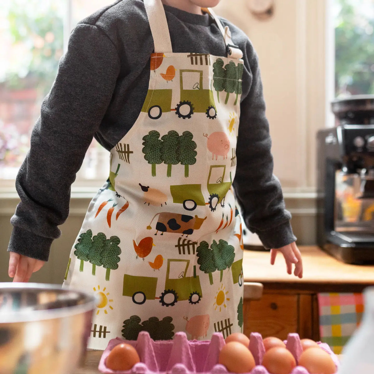 Kinderkochschürze Bauernhof für Kinder von 2 bis 6 Jahren – ideal zum Backen und Kochen
