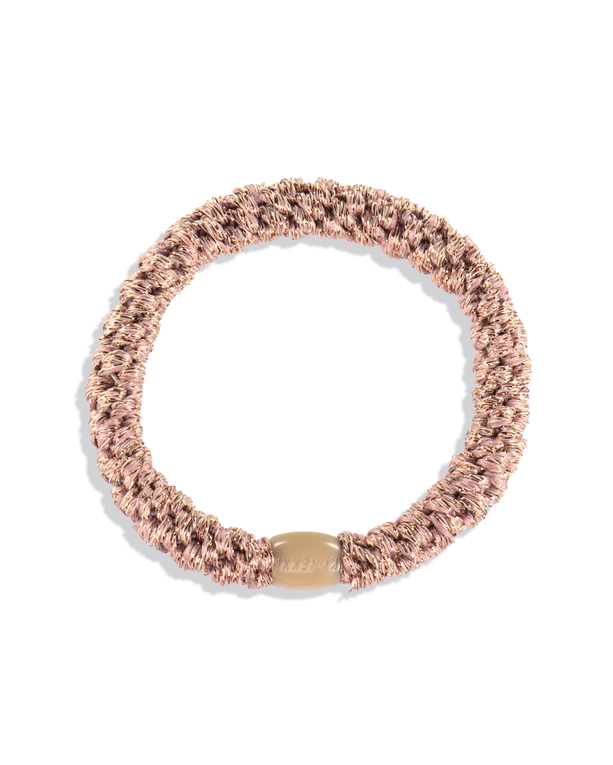 KKNEKKI Haargummi Dusty Pink Glitter – elastisch, sanft & mit feinem Glanz, erhältlich bei Bärechind Winterthur.
