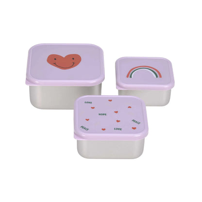 LÄSSIG Snackbox Happy Heart lavender mit Herzmotiv für Kinder im Bärechind Kinderladen Winterthur Schweiz
