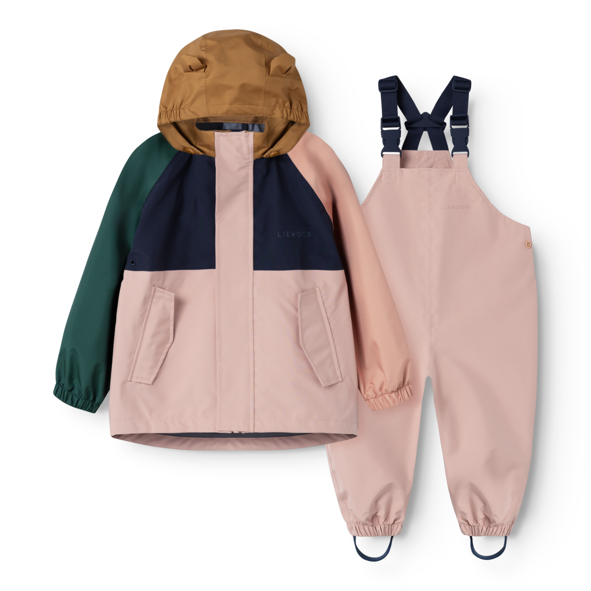Liewood Manu Regenanzug mit Regenjacke und Regenhose in Pale Tuscany Multi Mix, erhältlich im Bärechind in Winterthur, Zürich, Schweiz.