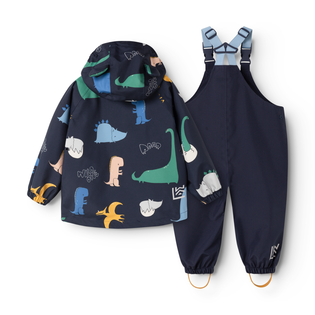 Liewood Manu Regenjacke und Regenhose in Dunkelblau mit Dinosaurier Print, Bärechind Winterthur, Zürich, Schweiz.