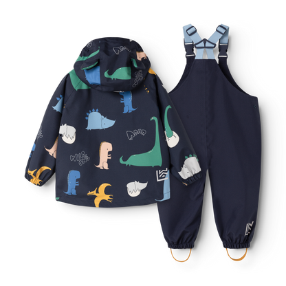Liewood Manu Regenjacke und Regenhose in Dunkelblau mit Dinosaurier Print, Bärechind Winterthur, Zürich, Schweiz.