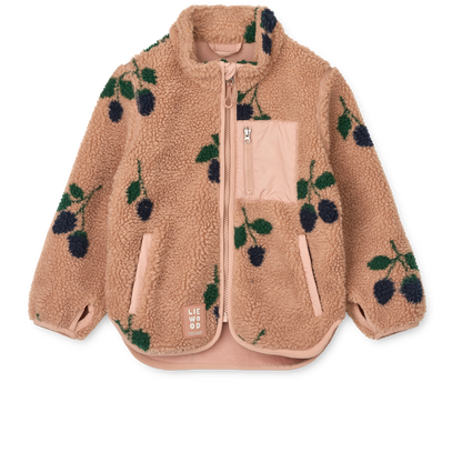 Liewood Nolan Teddyjacke in Pale Tuscany mit farbigem Beerenmuster und weichem Sherpa Fleece