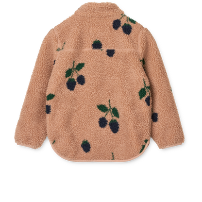 Rückseite der Liewood Nolan Teddyjacke aus recyceltem Sherpa Fleece mit Beerenmuster