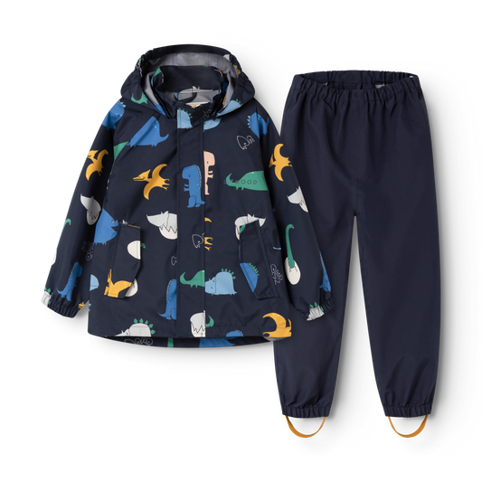Liewood Pedia Regenanzug in Classic Navy mit buntem Dino Roar Muster und Regenhose