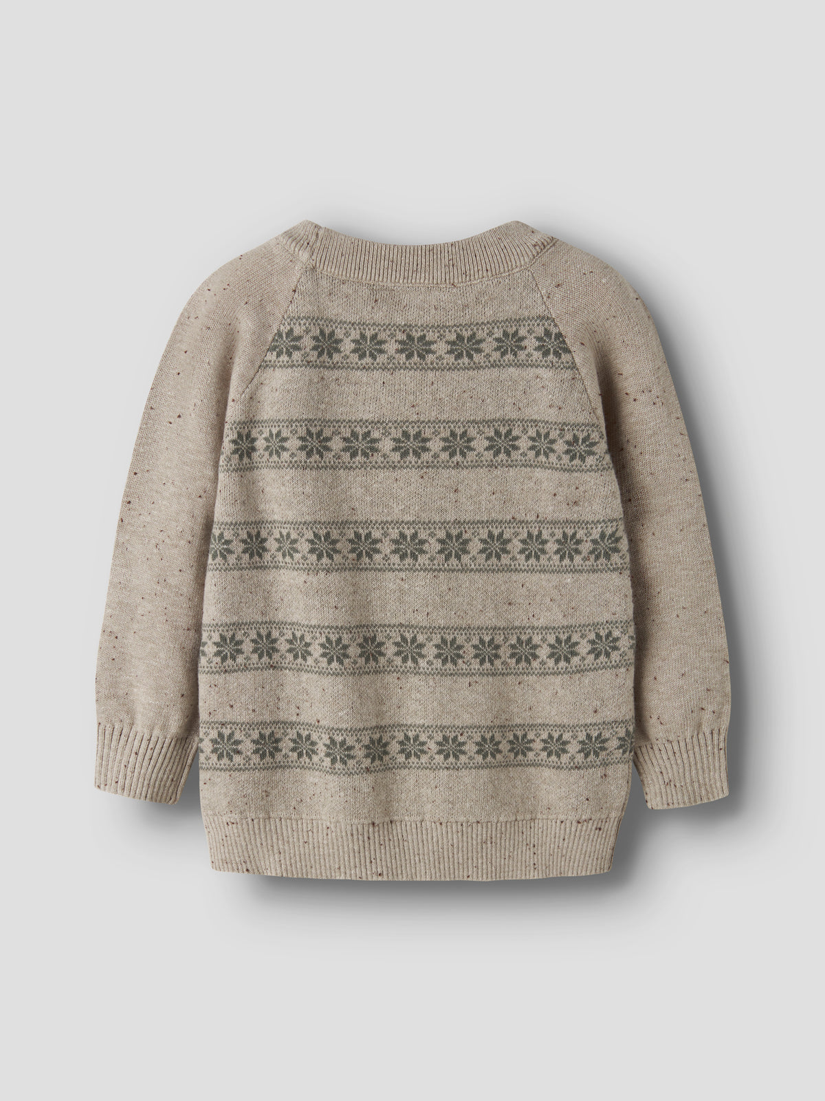 Strickpullover mit Rundhalsausschnitt aus Bio-Baumwolle, Rückansicht in Oxford Tan