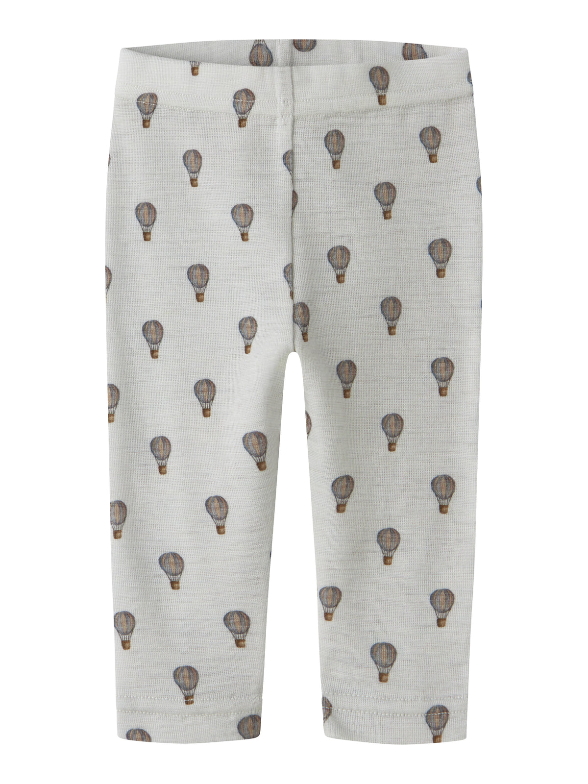Merino Baby-Legging mit Heissluftballon-Print in Oyster Mushroom, Vorderansicht mit elastischem Bund