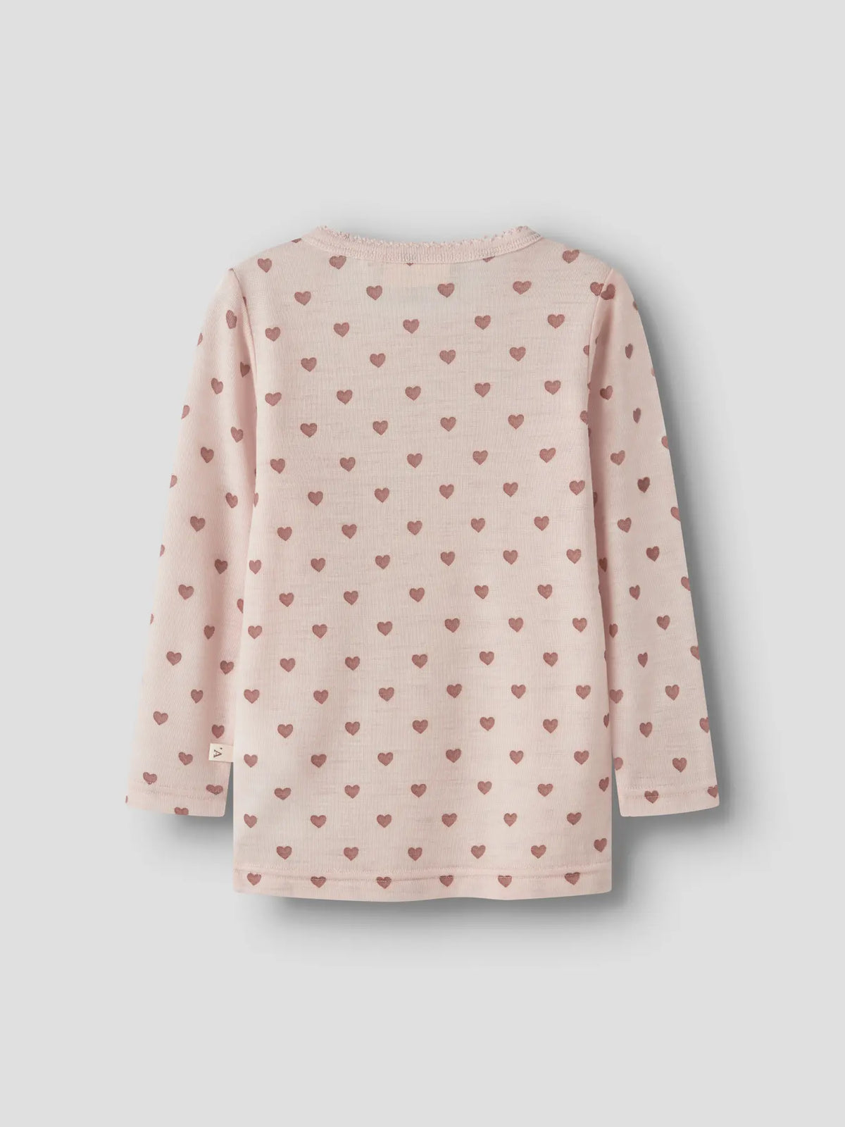 Langarmshirt mit Herzchenprint in Morganite, Ganzansicht